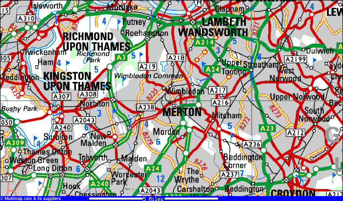 Area map of South Wimbledon